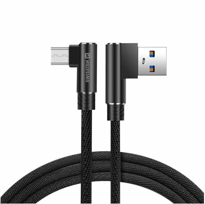 Adatkábel Swissten Arcade textil adatkábel USB/microUSB 1.2m fekete