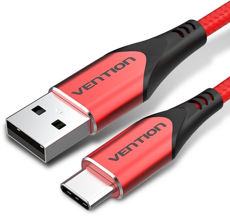 Adatkábel Vention Type-C (USB-C) <-> USB 2.0 Cable 3A Red 1m Aluminum Alloy Type