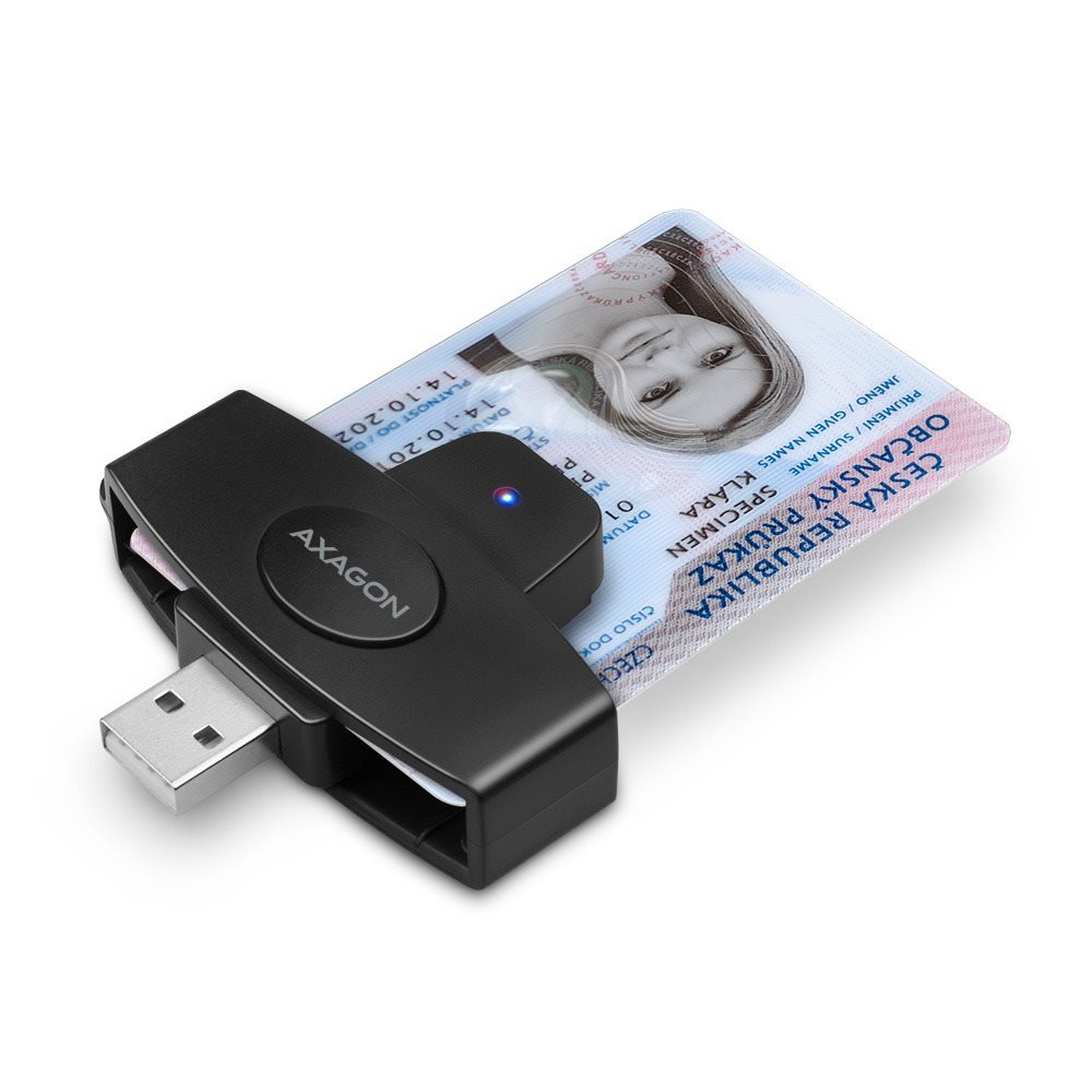 Elektronikus személyi igazolvány olvasó AXAGON CRE-SM5 ID Card PocketReader