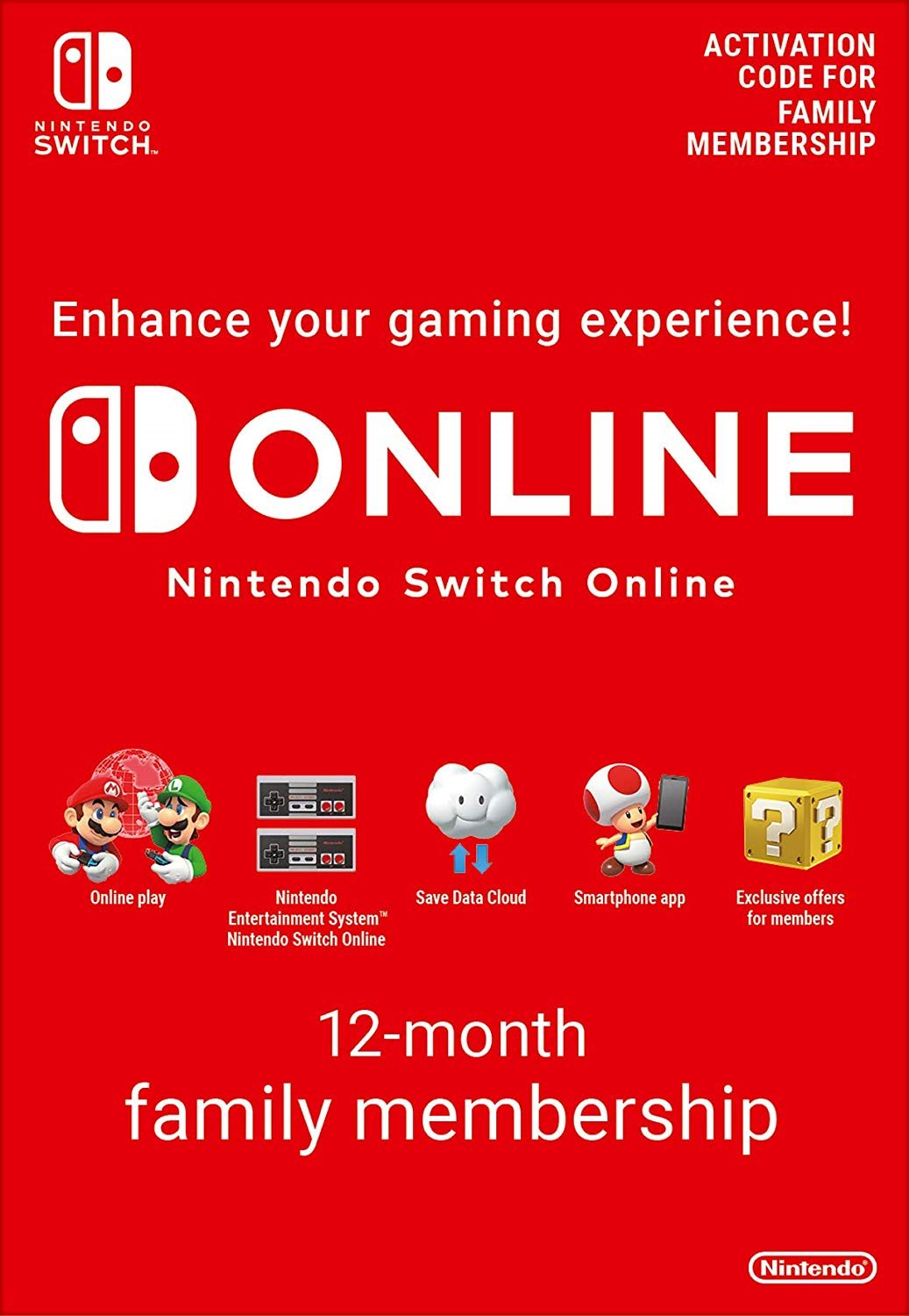 Feltöltőkártya 365 Days  Online Membership (Family) - Nintendo Switch Digital