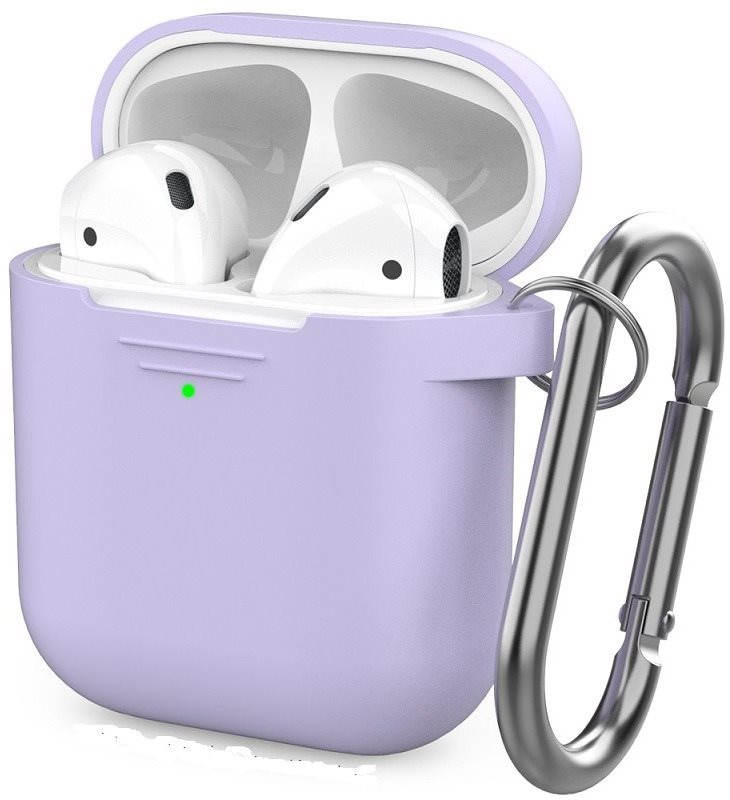 Fülhallgató tok AhaStyle AirPods 1 & 2 tok LED jelzéssel levendula