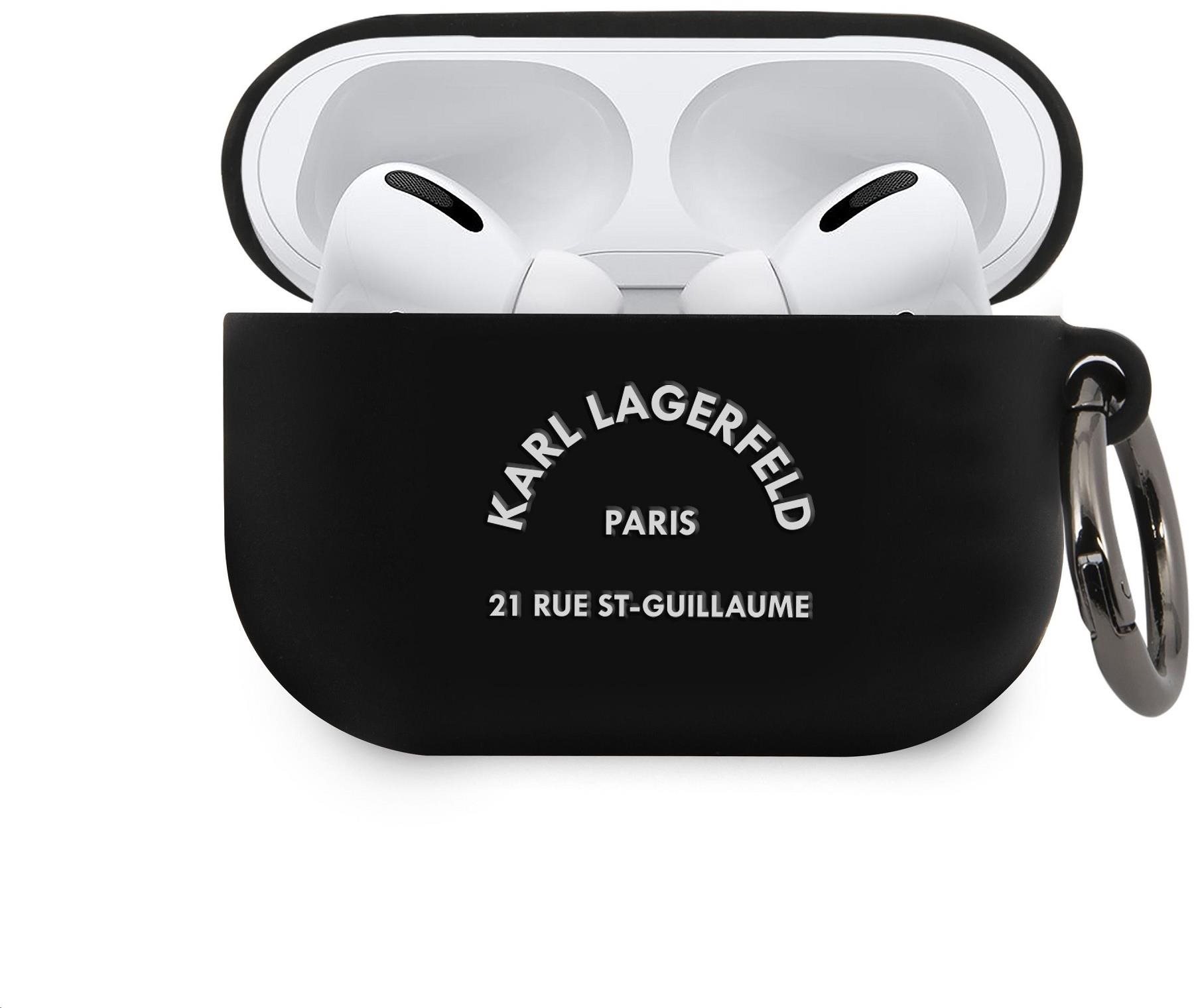 Fülhallgató tok Karl Lagerfeld Rue St Guillaume szilikon tok Airpods Pro Black-hez