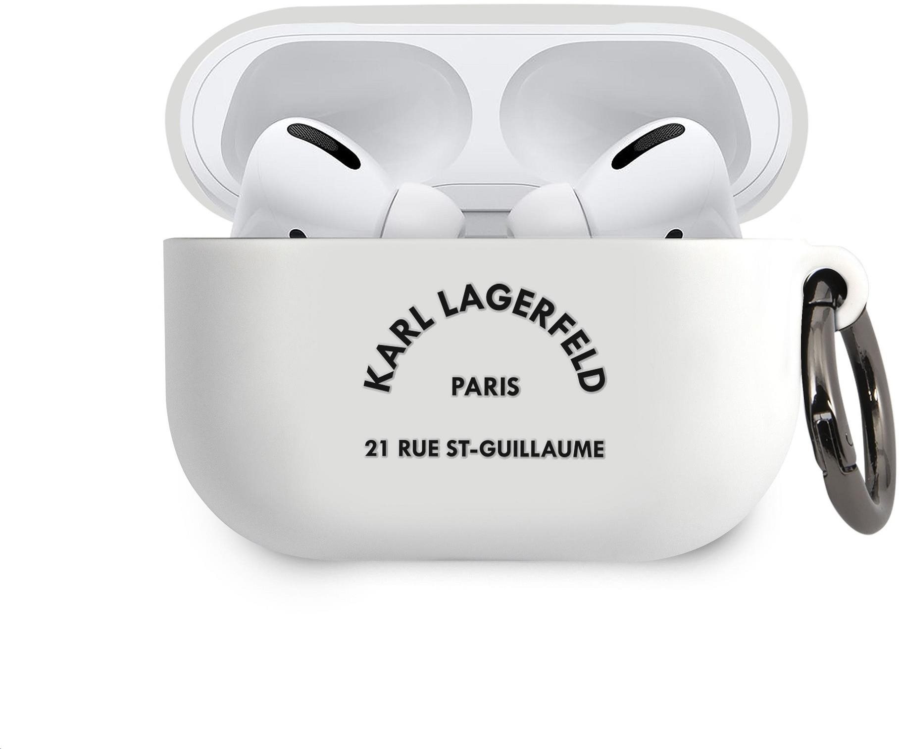 Fülhallgató tok Karl Lagerfeld Rue St Guillaume szilikon tok Airpods Pro készülékhez fehér