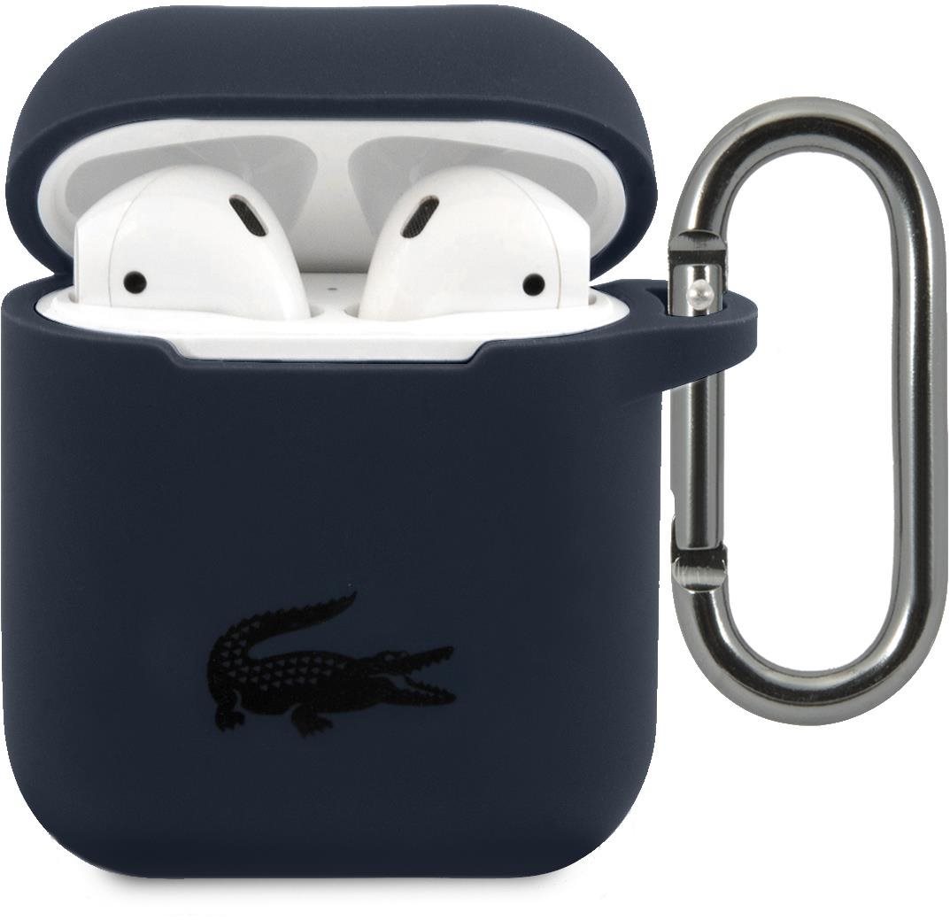 Fülhallgató tok Lacoste Liquid Silicone Glossy Printing Logo Tok az Apple Airpods 1/2-höz - Navy