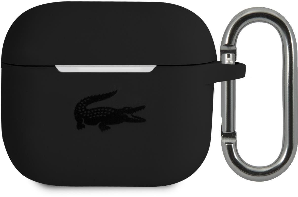 Fülhallgató tok Lacoste Liquid Silicone Glossy Printing Logo Tok az Apple Airpods 3-hoz - Black