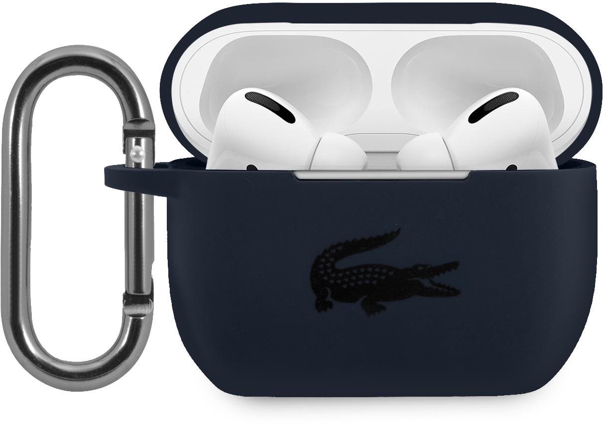 Fülhallgató tok Lacoste Liquid Silicone Glossy Printing Logo Tok az Apple Airpods Próhoz - Navy