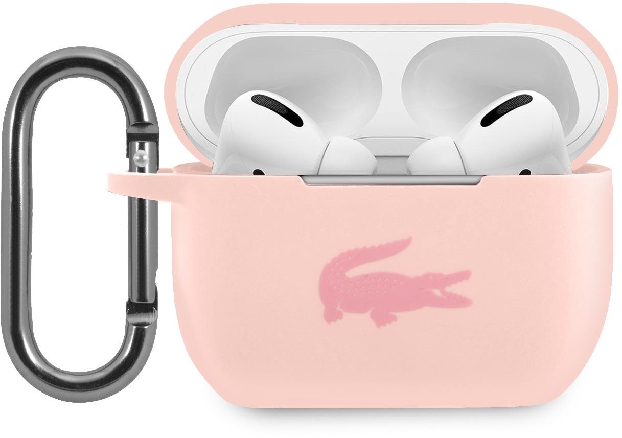 Fülhallgató tok Lacoste Liquid Silicone Glossy Printing Logo Tok az Apple Airpods Próhoz - Pink