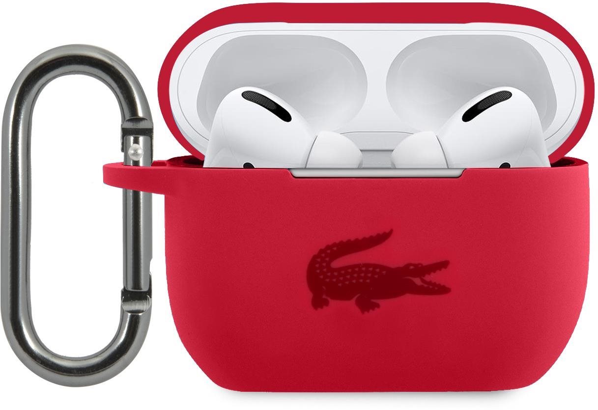 Fülhallgató tok Lacoste Liquid Silicone Glossy Printing Logo Tok az Apple Airpods Próhoz - Red
