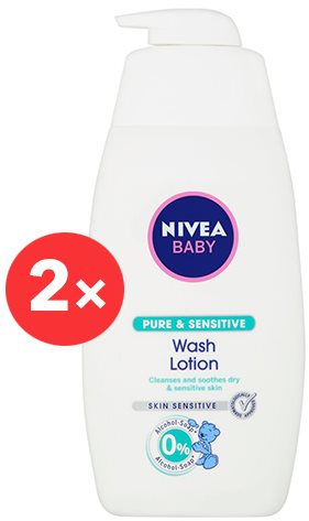 Gyerek tusfürdő NIVEA Baby Pure & Sensitive Wash Lotion 2× 500 ml