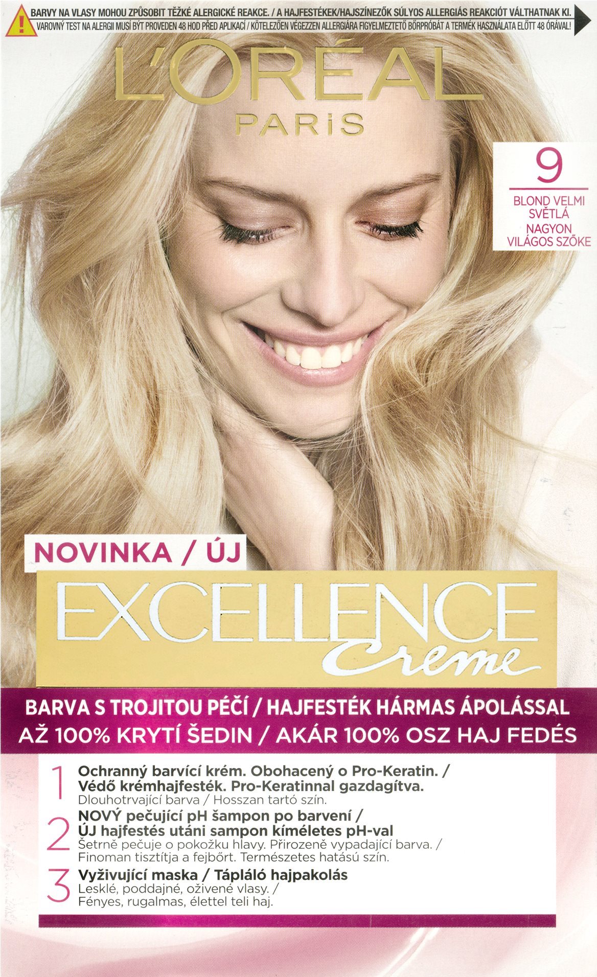 Hajfesték ĽORÉAL PARIS Excellence Creme 9 Nagyon világos szőke