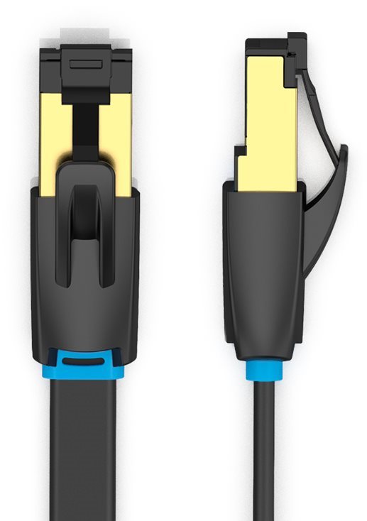 Hálózati kábel Vention Flat Cat.8 Patch Cable 3m Black