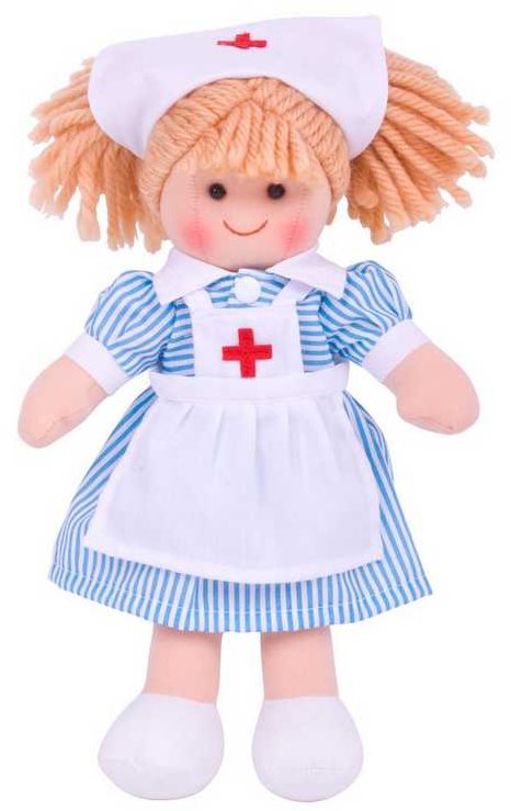 Játékbaba Bigjigs rongybaba - Nancy nővér 25 cm