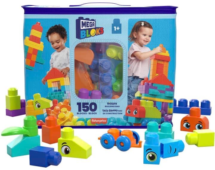 Játékkocka gyerekeknek Mega Bloks Igencsak nagy zsáknyi kocka - Kék (150)