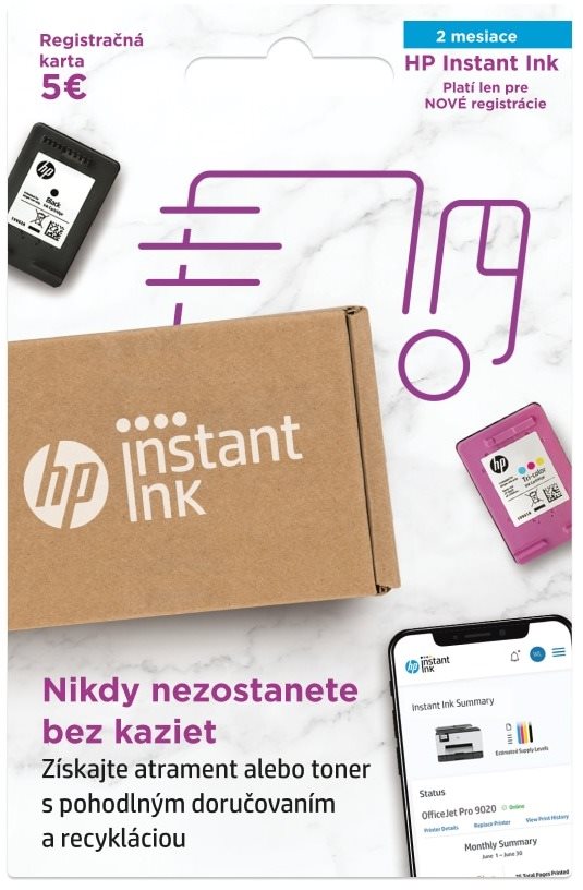 Kupón HP Instant Ink Registračná karta na 2 mesiace