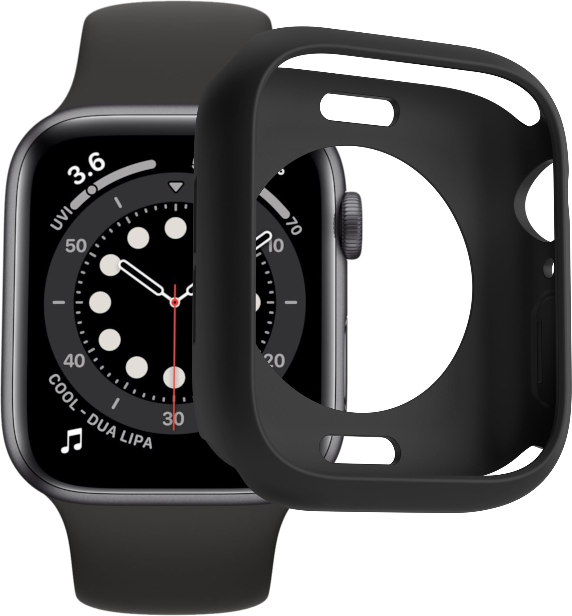 Okosóra tok AlzaGuard Matte TPU HalfCase az Apple Watch 44mm számára fekete