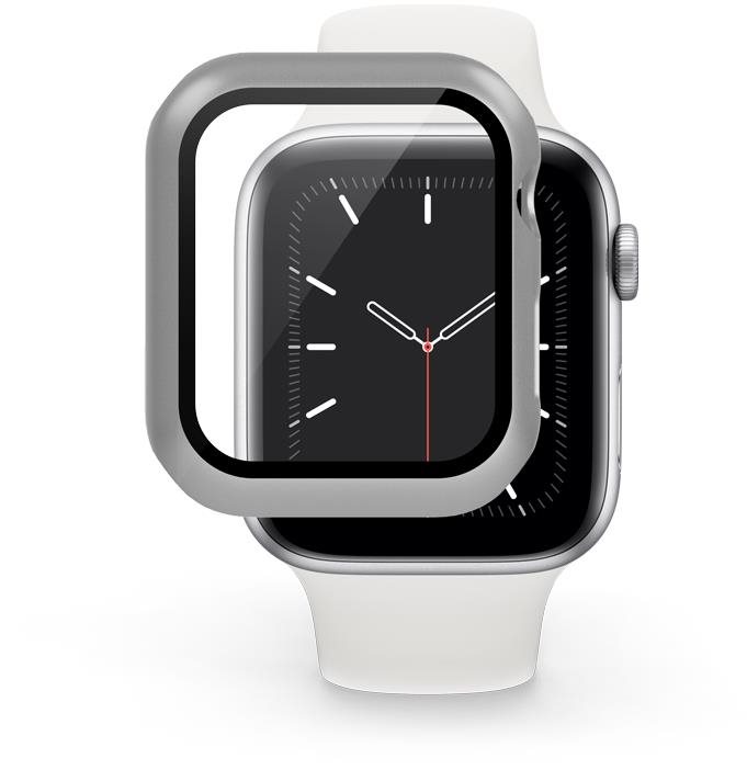 Okosóra tok Epico Apple Watch  4/5/6/SE (44 mm) edzett üveg tok - ezüst