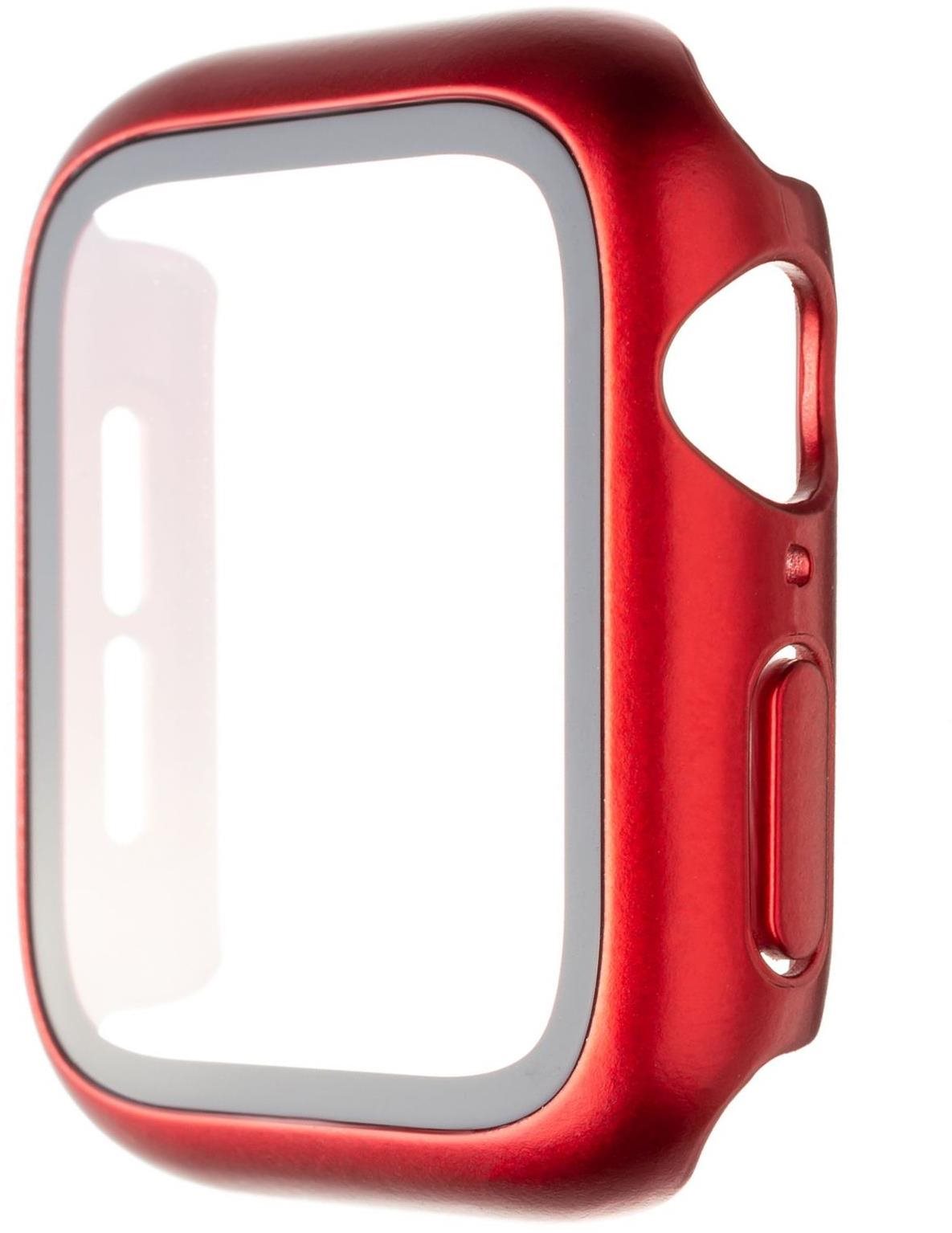 Okosóra tok FIXED Pure+ Tok temperált üveggel a 45 mm-es Apple Watchhoz - piros