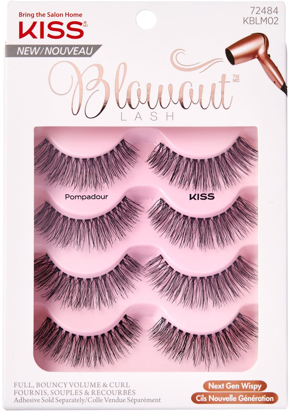 Ragasztható műszempilla KISS Blowout Lash Multi Pack (4 pairs) - Pompadour