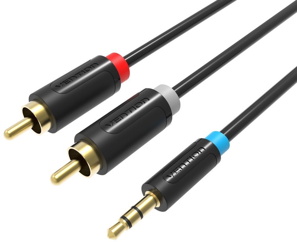 Audio kábel Vention 3.5mm Jack Male to 2-Male RCA Cinch Adapter Cable 1m Black