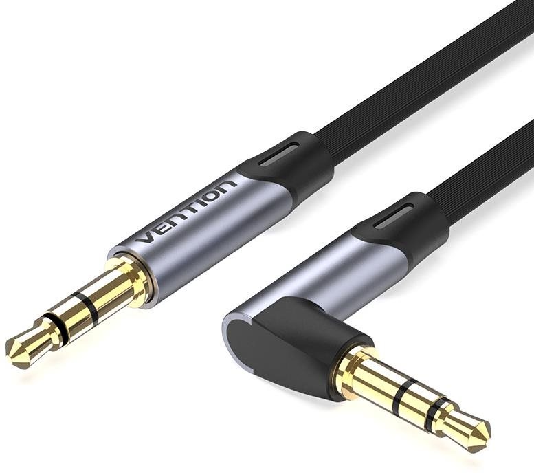 Audio kábel Vention 3.5mm Jack Right Angle Male to Male Flat Aux Cable 1m Gray Aluminum Alloy Type