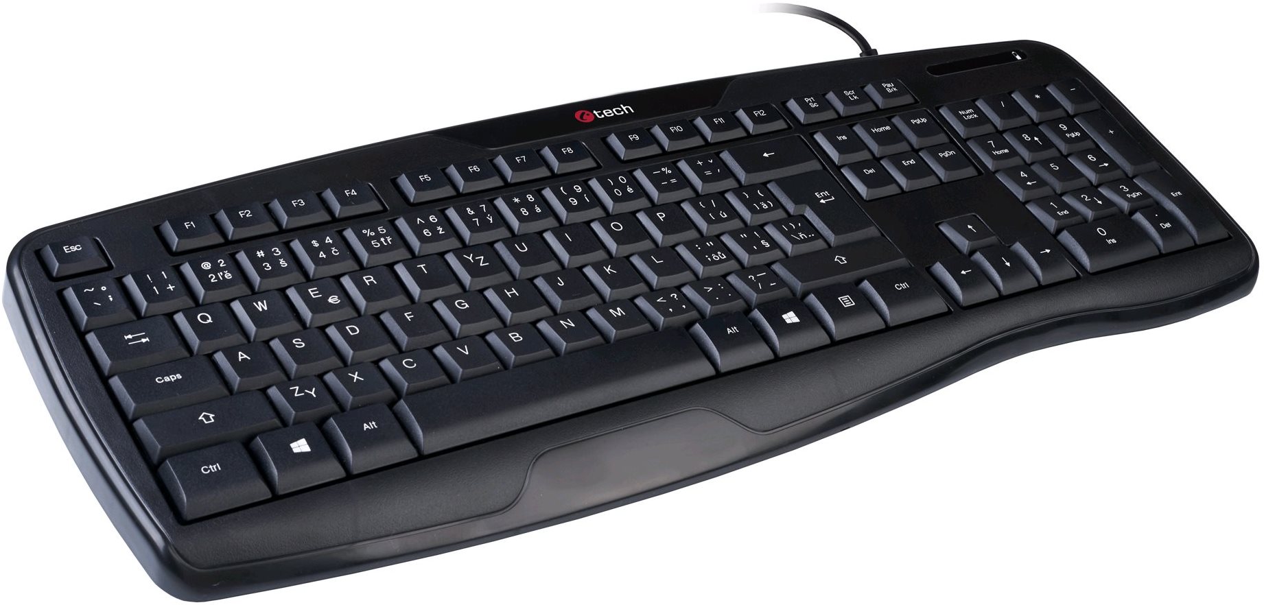 Billentyűzet C-TECH KB-107 USB ERGO fekete