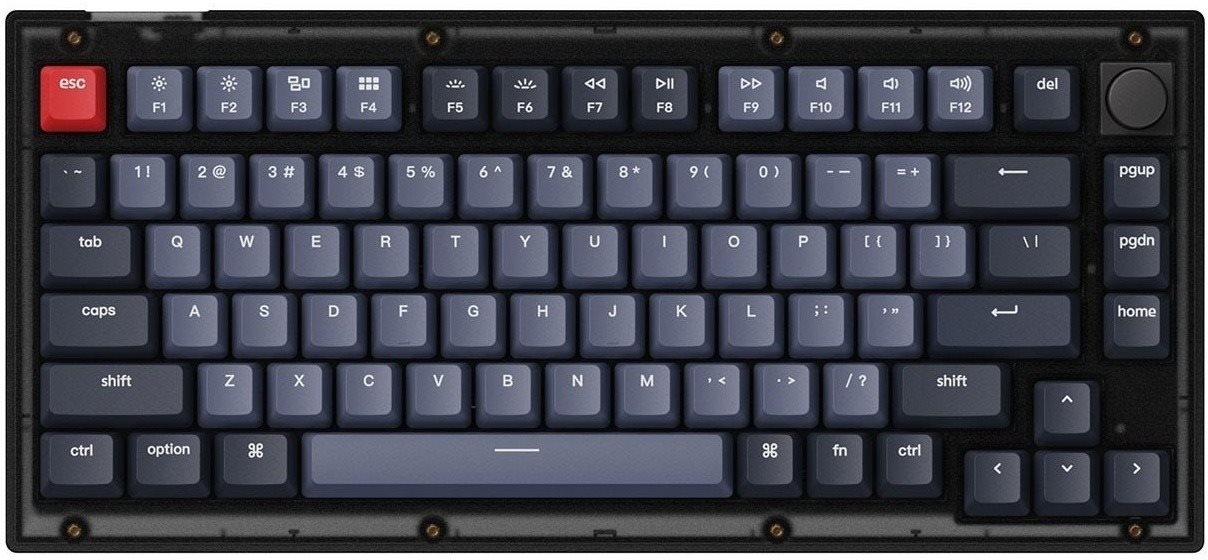Gamer billentyűzet Keychron V1 Knob Hot-Swappable Red Switch - Frosted Black - US