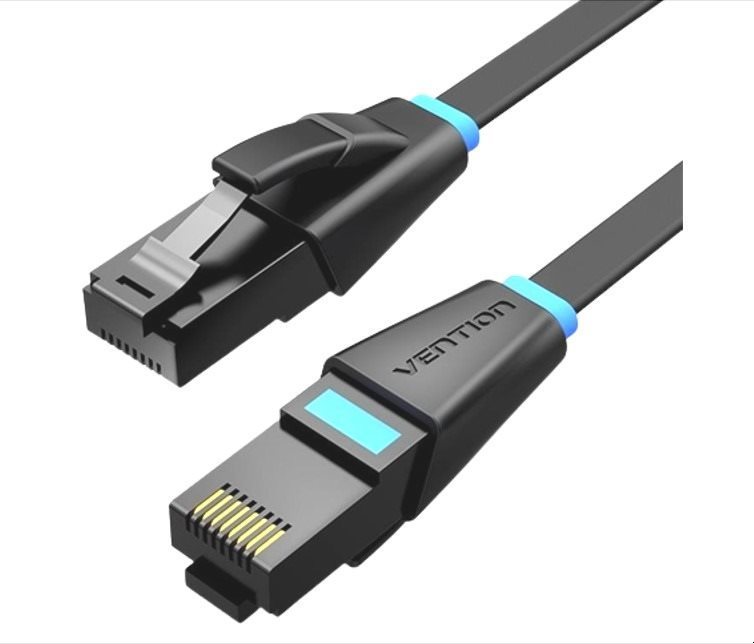 Hálózati kábel Vention Flat Cat.6 UTP Patch Cable 1 m Fekete
