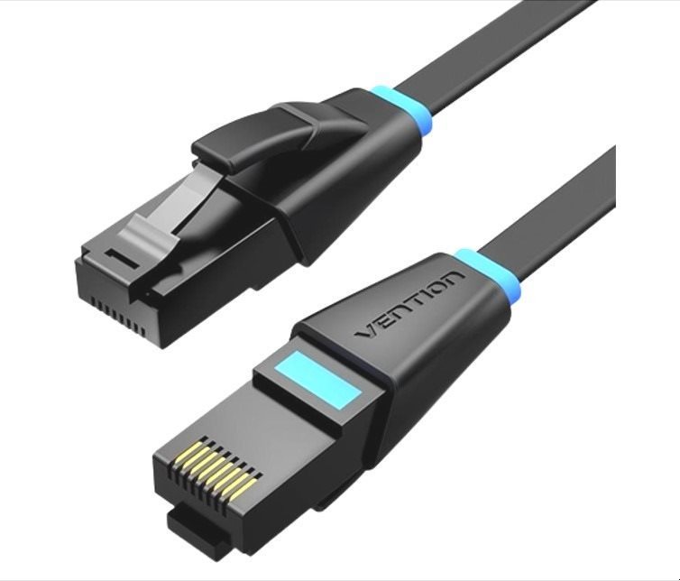 Hálózati kábel Vention Flat Cat.6 UTP Patch Cable 2 m Fekete
