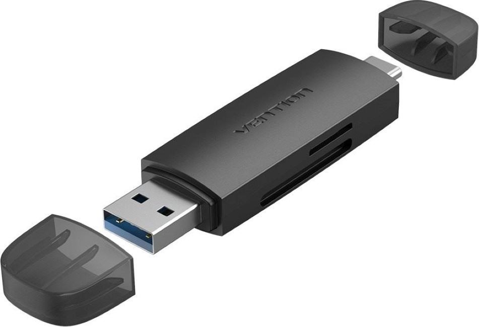 Kártyaolvasó Vetion 2-in-1 USB 3.0 A+C Card Reader(SD+TF) Black Dual Drive Letter
