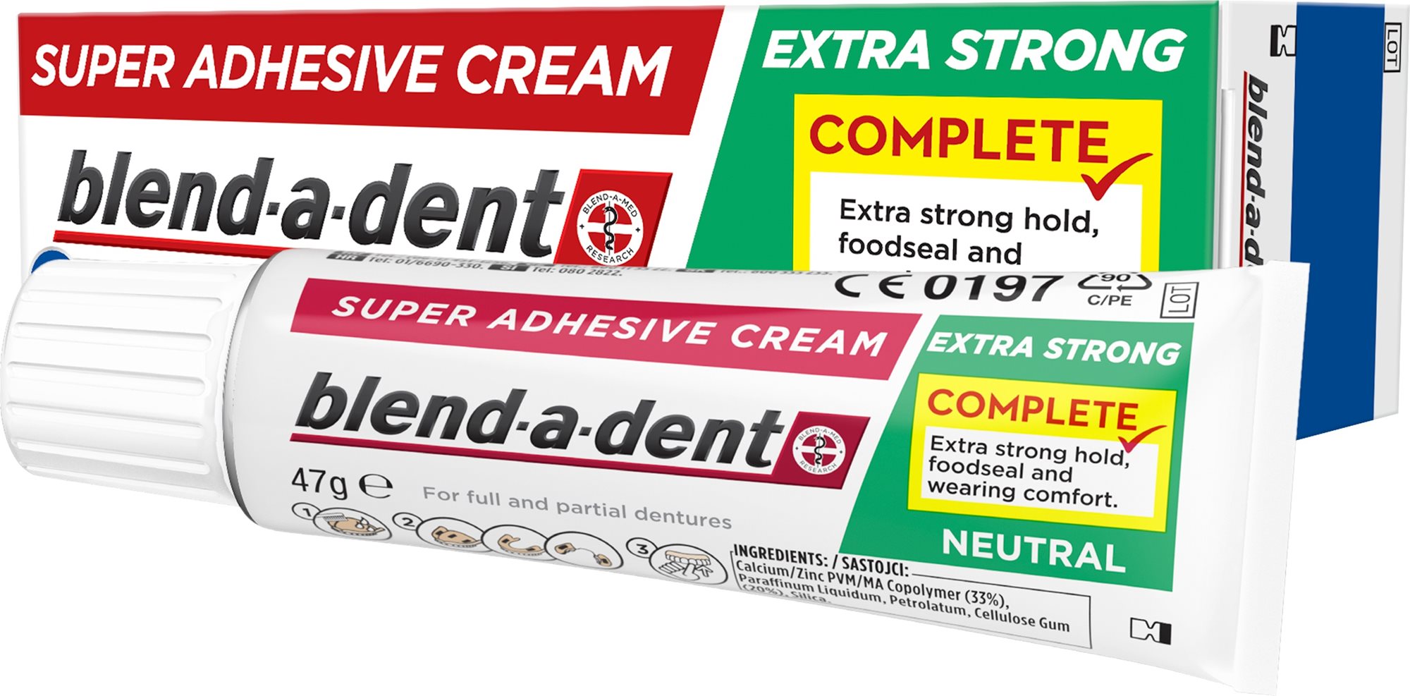 Műfogsor ragasztó BLEND-A-DENT teljes fogsor fixáló 47 g