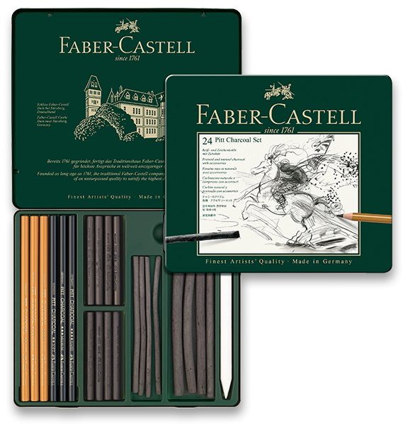 Művész kellék Faber-Castell Pitt Monochrome rajzszén fémdobozban