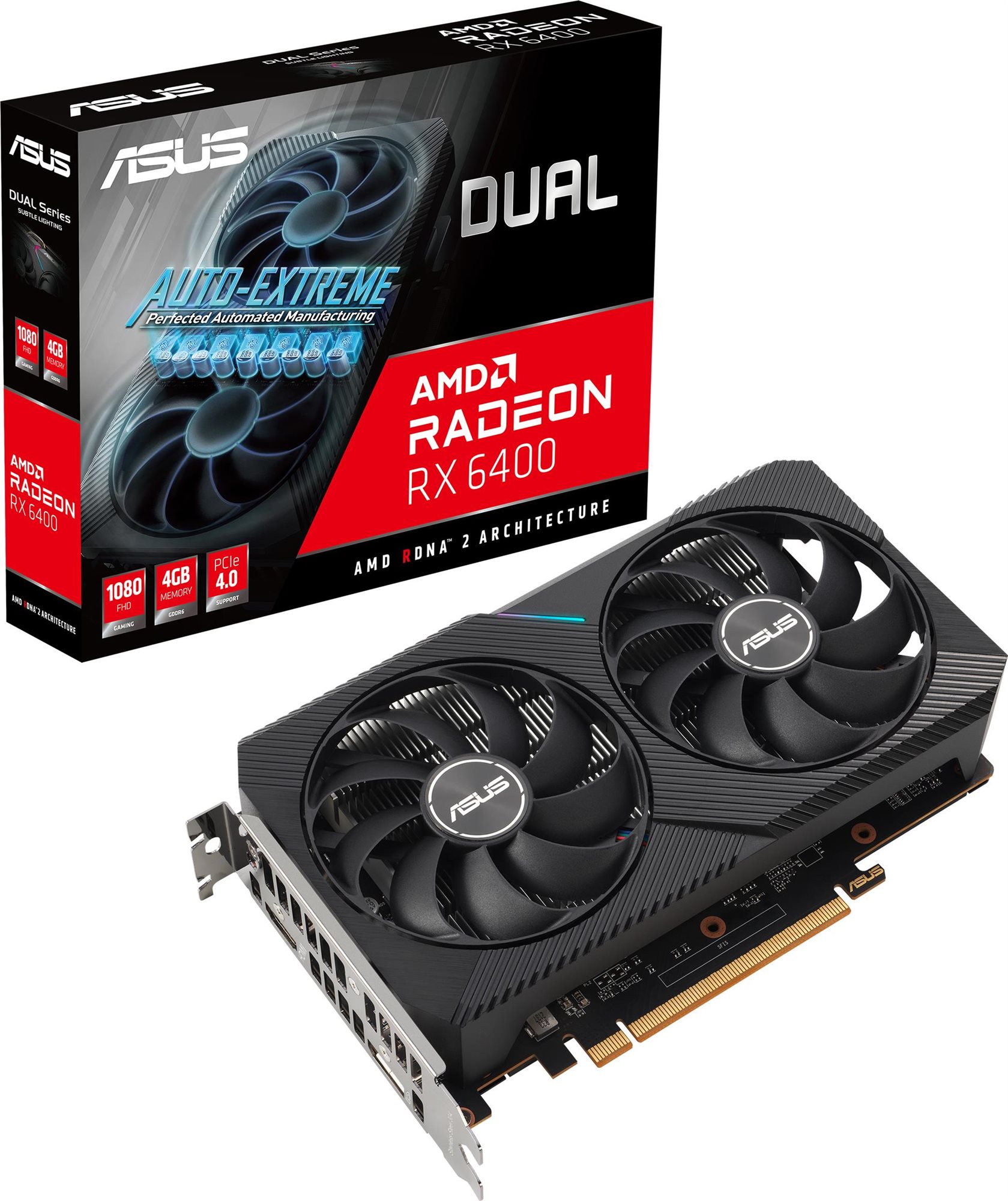 Videókártya ASUS DUAL Radeon RX 6400 4G