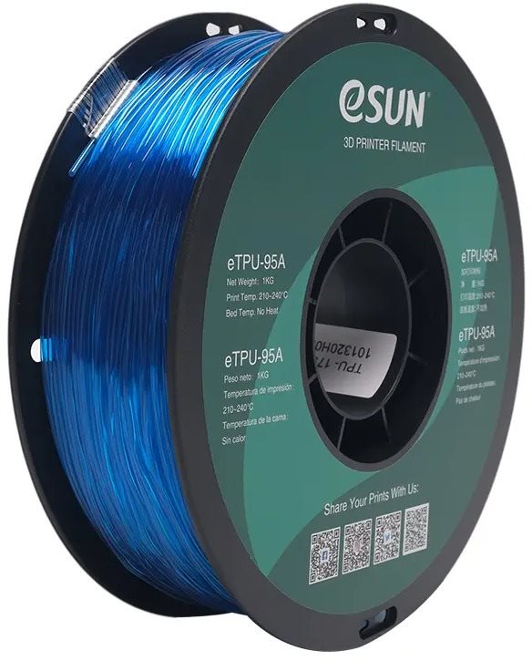 3D nyomtatószál eSUN eTPU-95A transparent blue 1kg