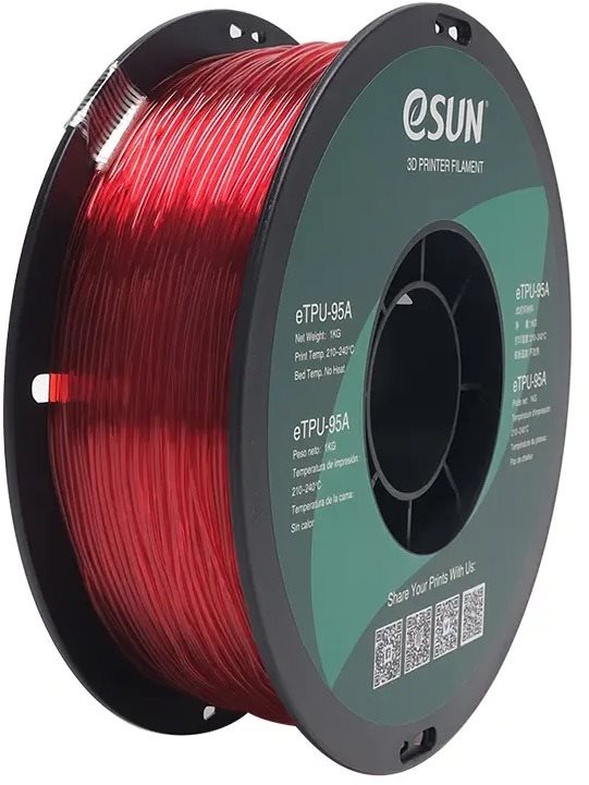 3D nyomtatószál eSUN eTPU-95A transparent red 1kg