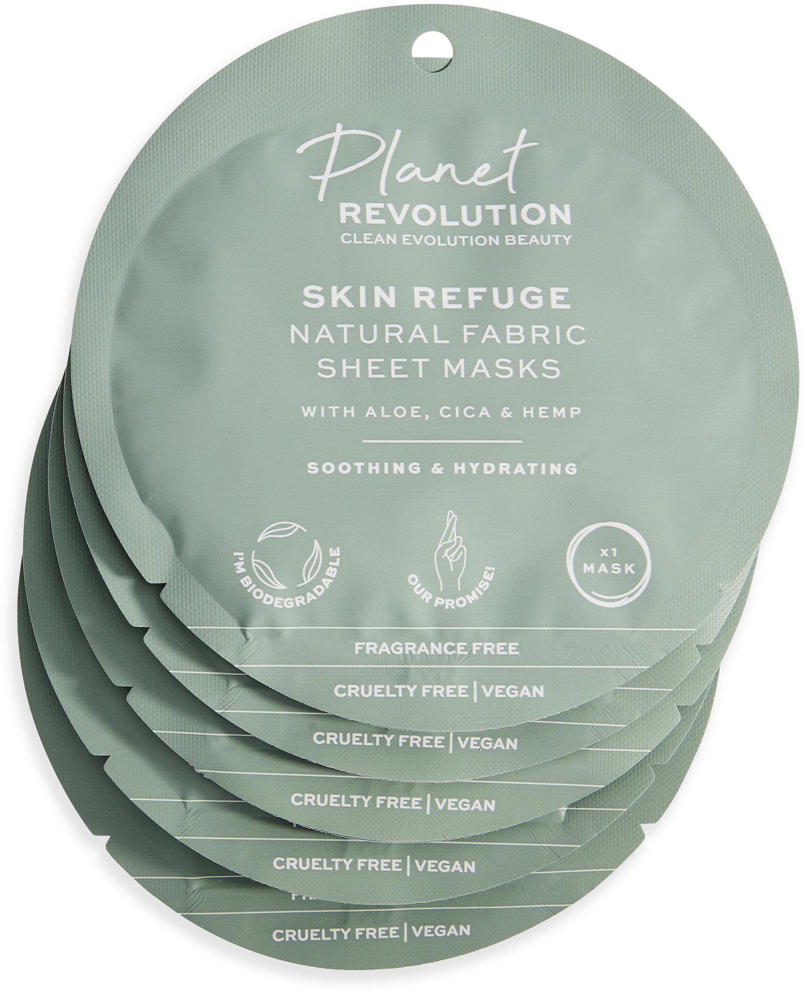Arcpakolás REVOLUTION Planet Soothing & Hydrating Aloe Fabric Sheet Mask 5 db