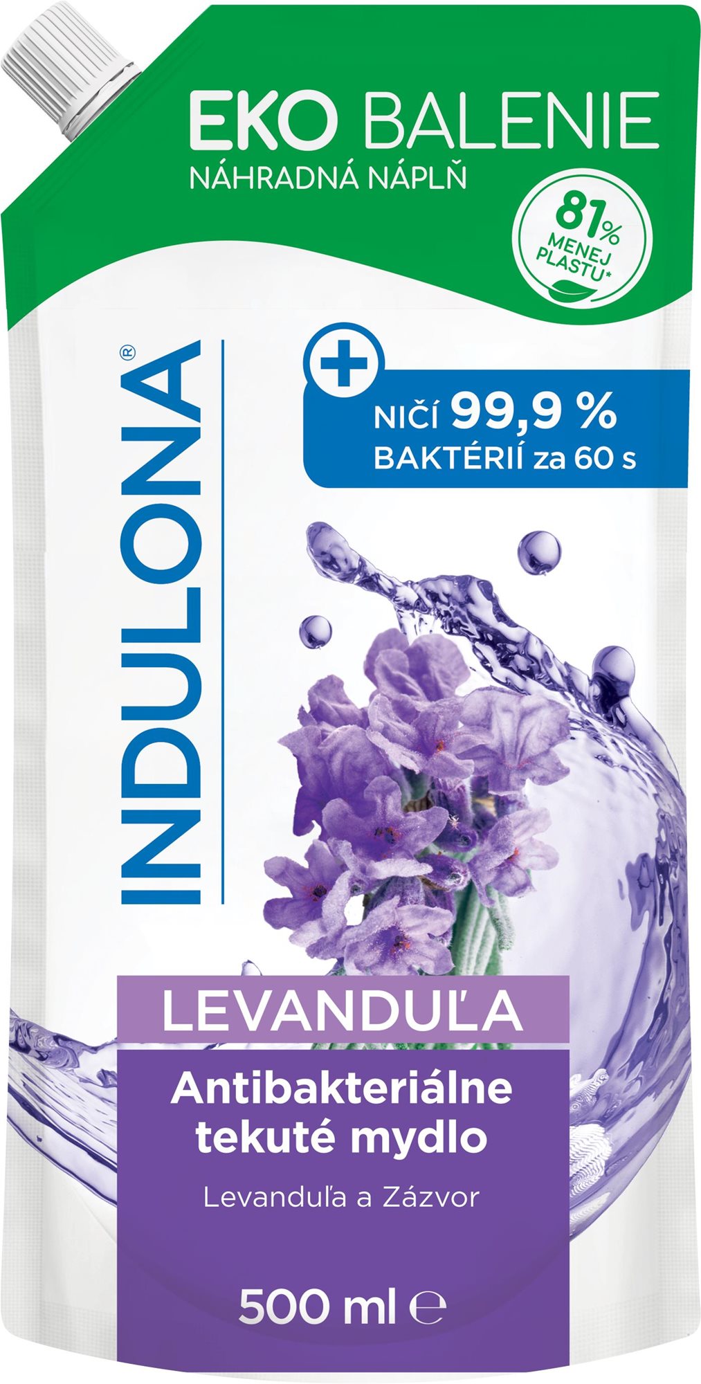 Folyékony szappan INDULONA Levendula antibakteriális folyékony szappan utántöltő 500 ml