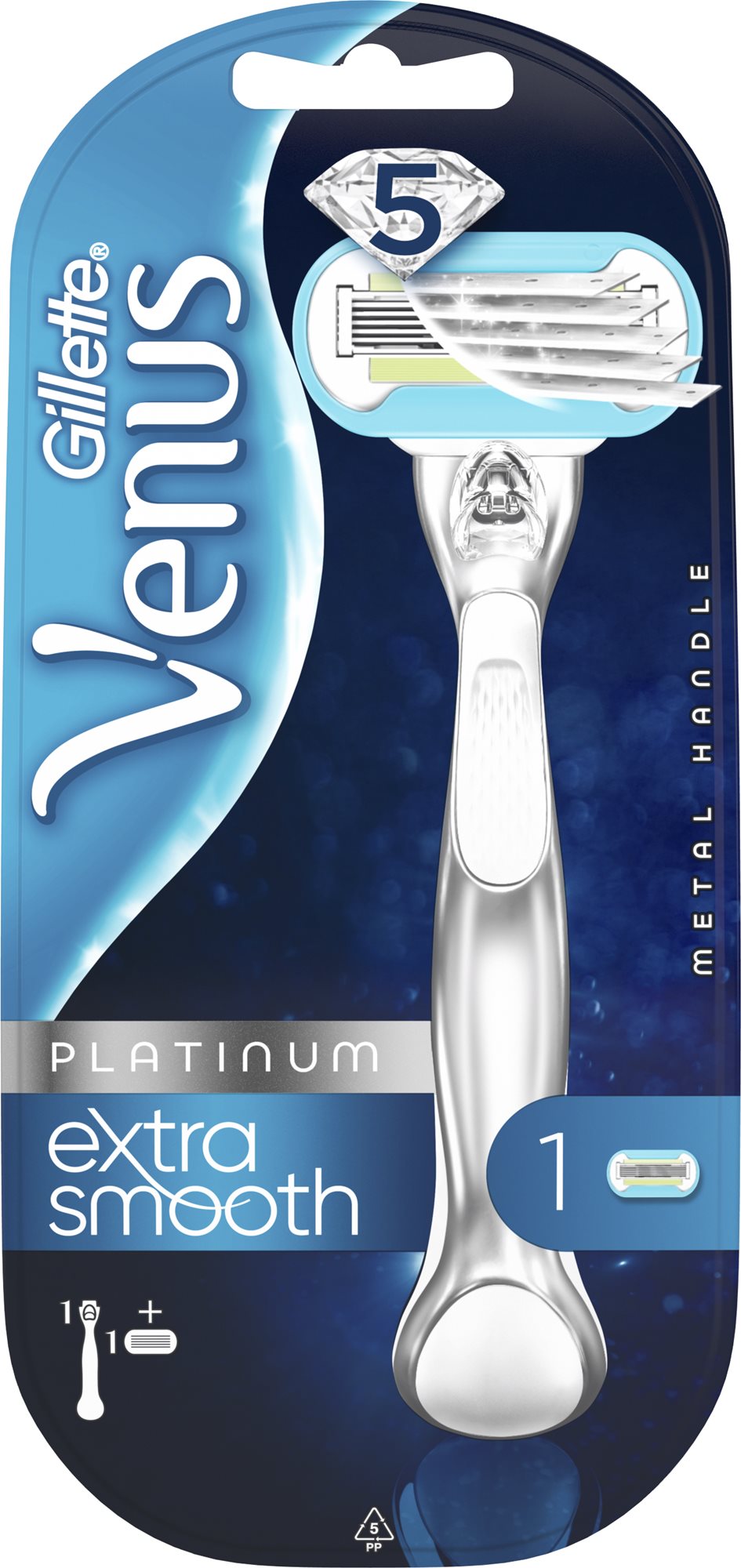 Női borotva GILLETTE Venus Extra Smooth Platinum + 1 db borotvabetét