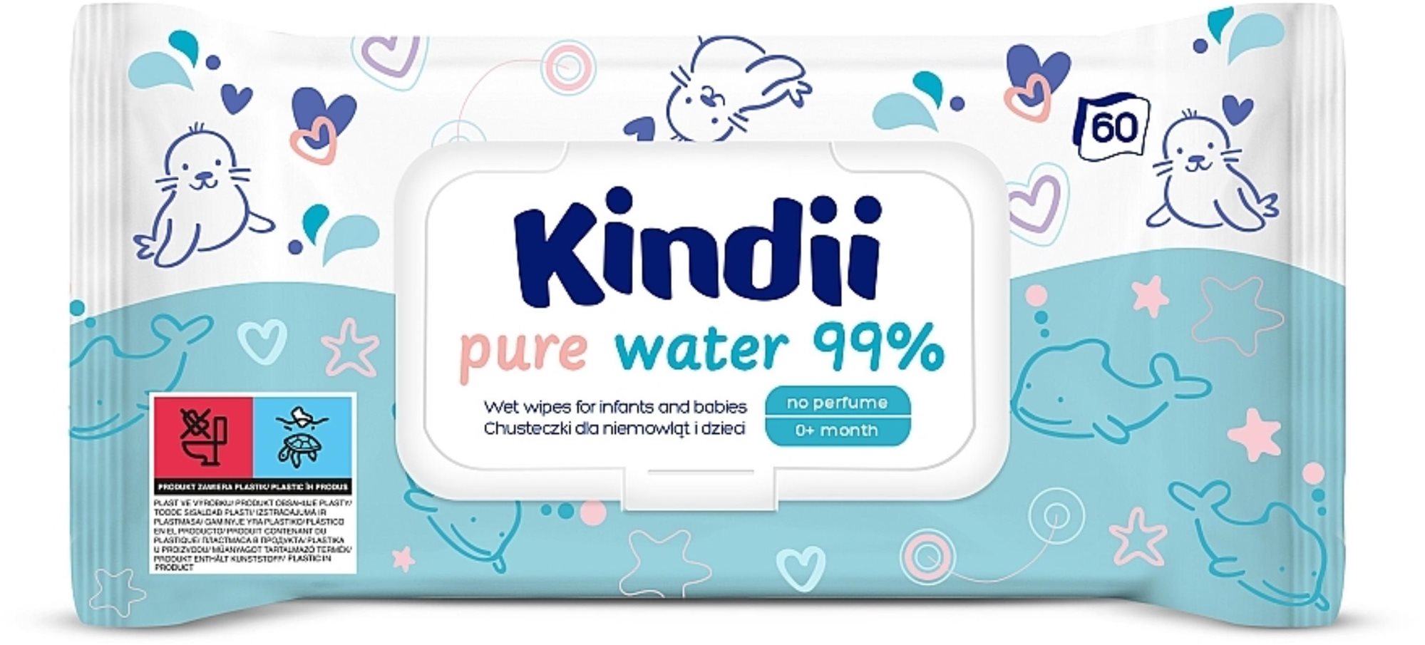 Popsitörlő KINDII Pure Water 99% 60 db