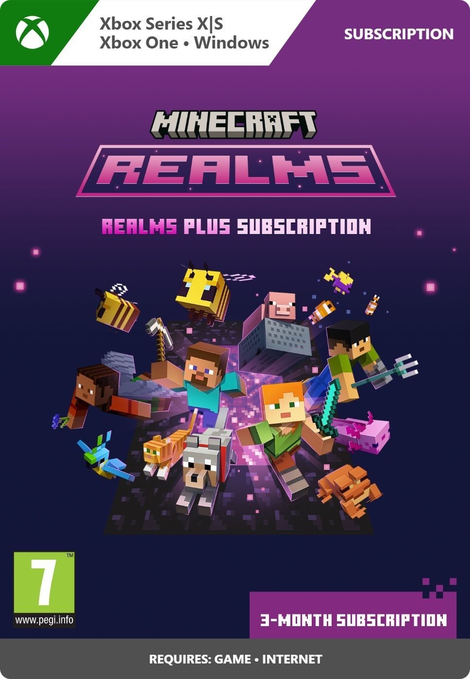 Videójáték kiegészítő Minecraft Realms Plus 3-Month Subscription - Xbox / Windows Digital