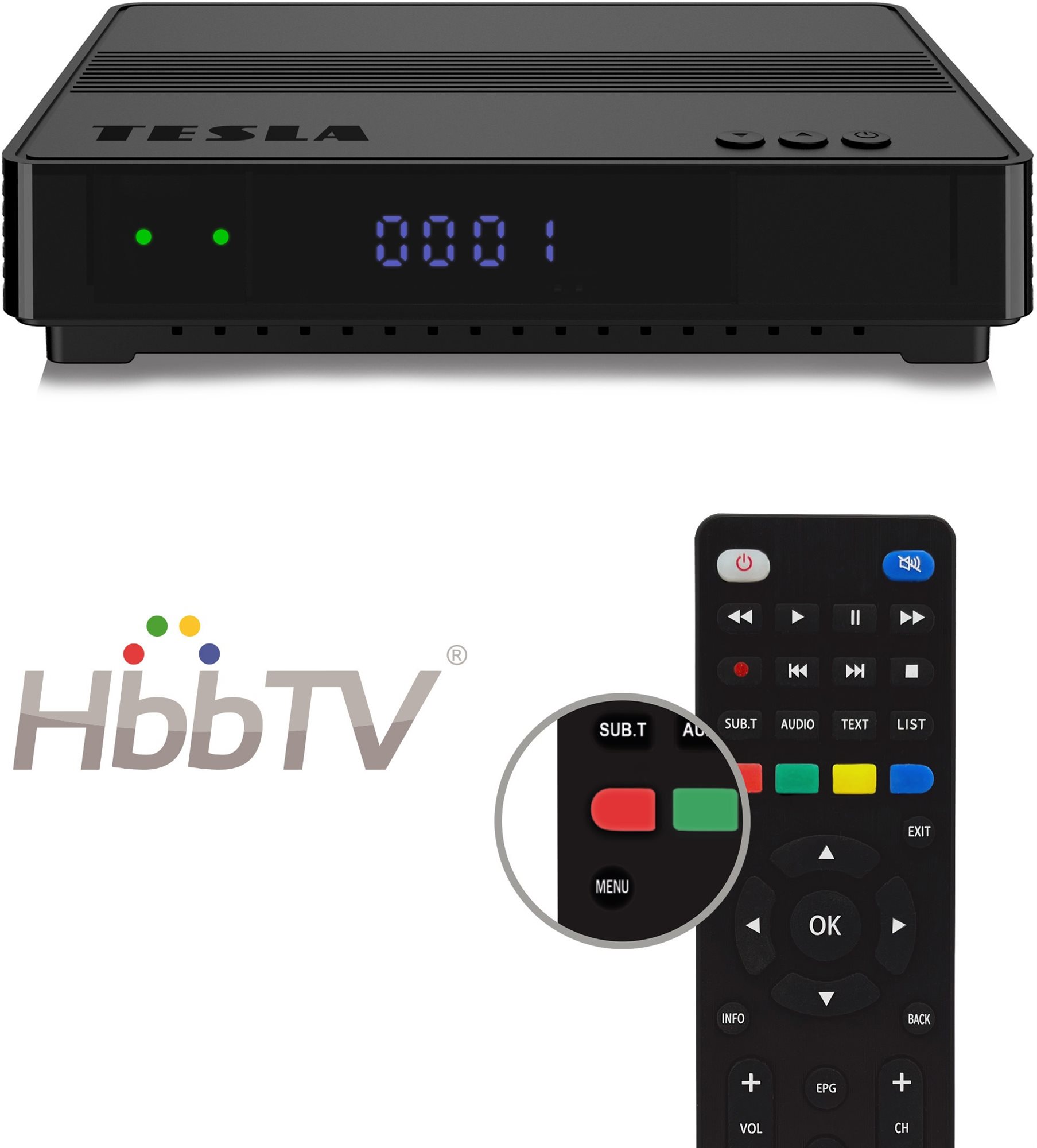 Set-top box TESLA HYbbRID TV TH210 vevő T2 HEVC H.265 HbbTV