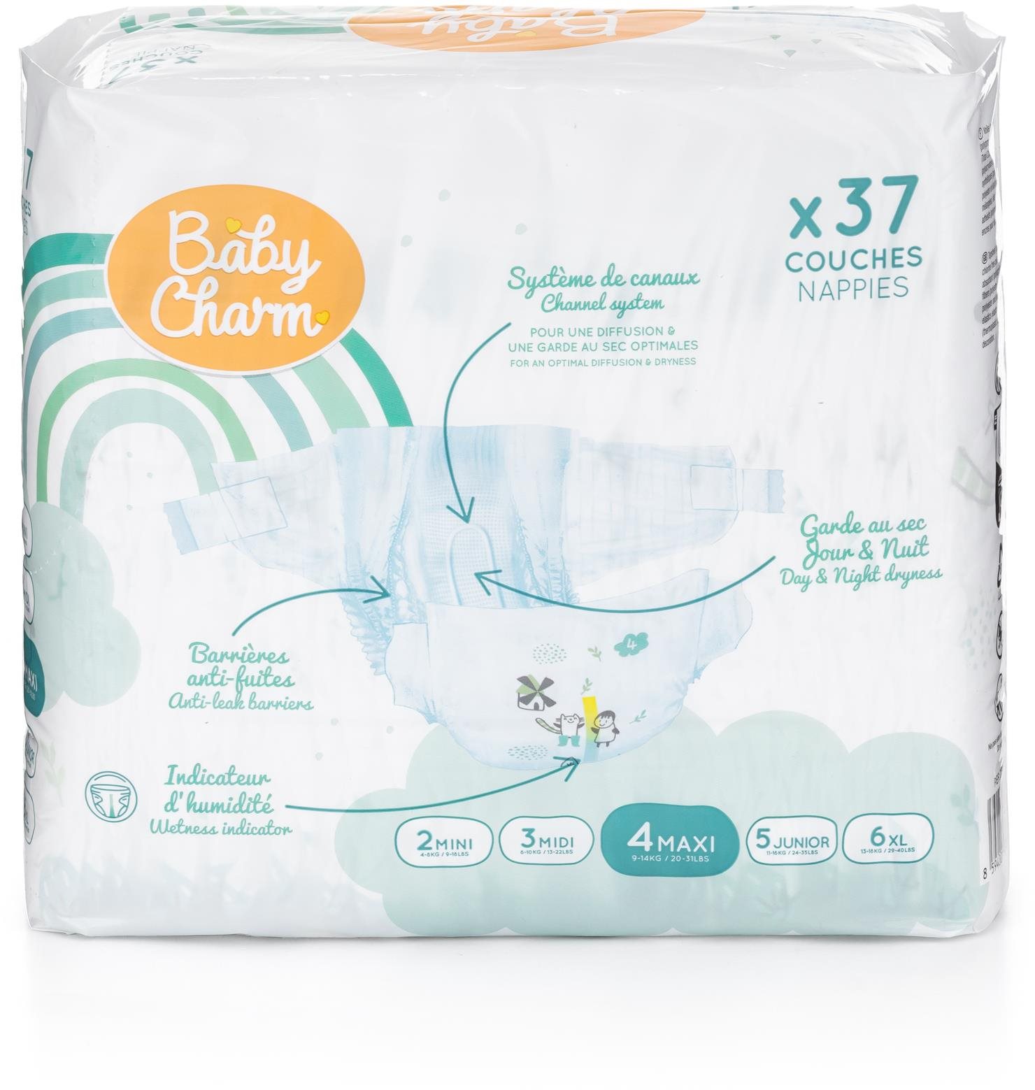 Eldobható pelenka BABY CHARM Super Dry Flex méret 4 Maxi