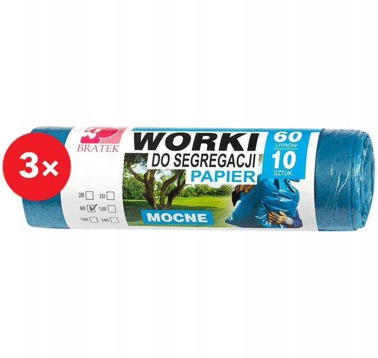 Szemeteszsák BRATEK ellenálló szemetes zsák - papír 60 l