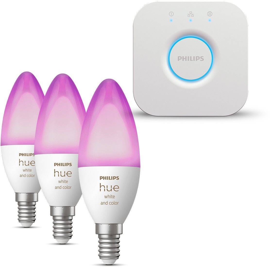 Okos világítás készlet Philips HUE Bridge EU + Philips HueWCA 4W B39 E14 EU 1p + Philips HueWCA 4W B39 E14 EU 2p