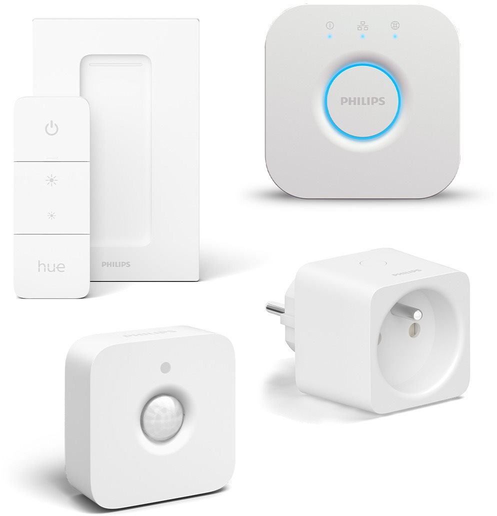 Okos világítás készlet Philips Hue Dimmer Switch EU/UK v2 + Philips Hue Motion Sensor EU + Philips Hue 1x Smart plug BE/FR