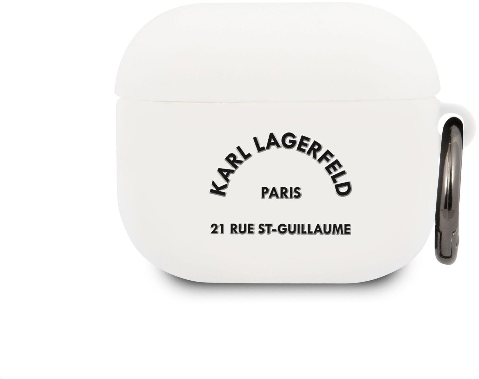 Fülhallgató tok Karl Lagerfeld Rue St Guillaume szilikon tok Apple Airpods 3 fehér készülékhez