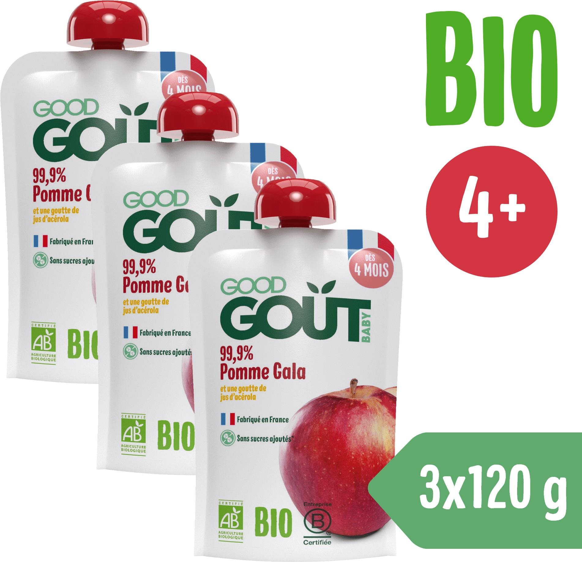 Tasakos gyümölcspüré Good Gout Bio alma gála (3×120 g)